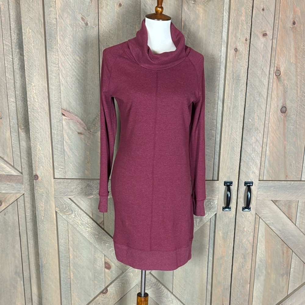 Woolrich Fairmont waffle knit long sleeve dress Burgundy color Size Medium - Picture 2 of 10